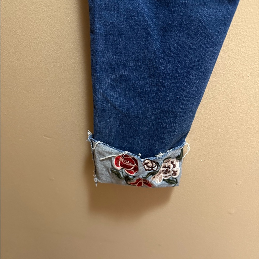 Back in the Saddle Size 16 Stretch Jeans Floral Embroidered Cuff - Picture 6 of 13